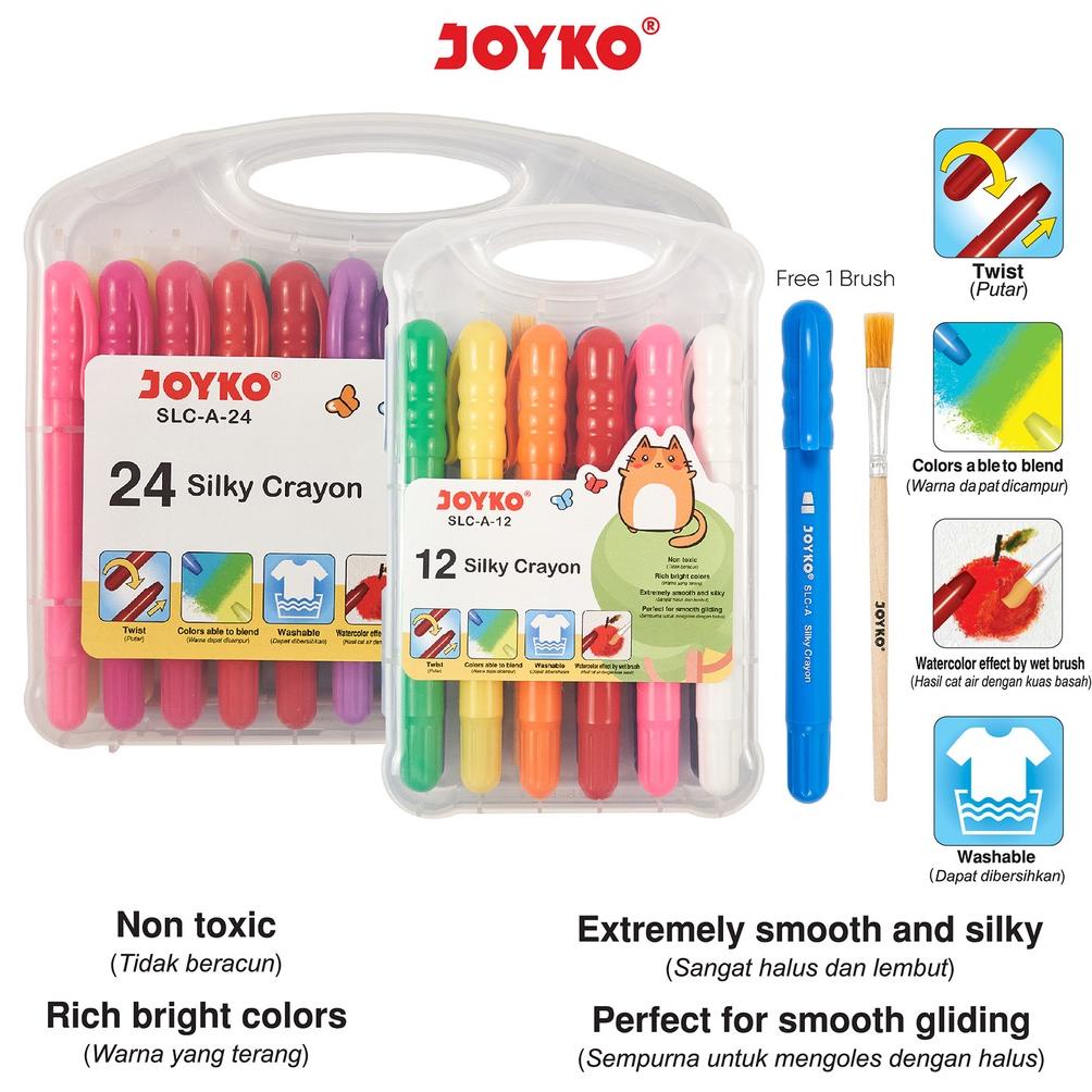 

8.8 Big Sale Silky Crayon Krayon Halus Joyko Slc-A Warna Colors Grosir !!