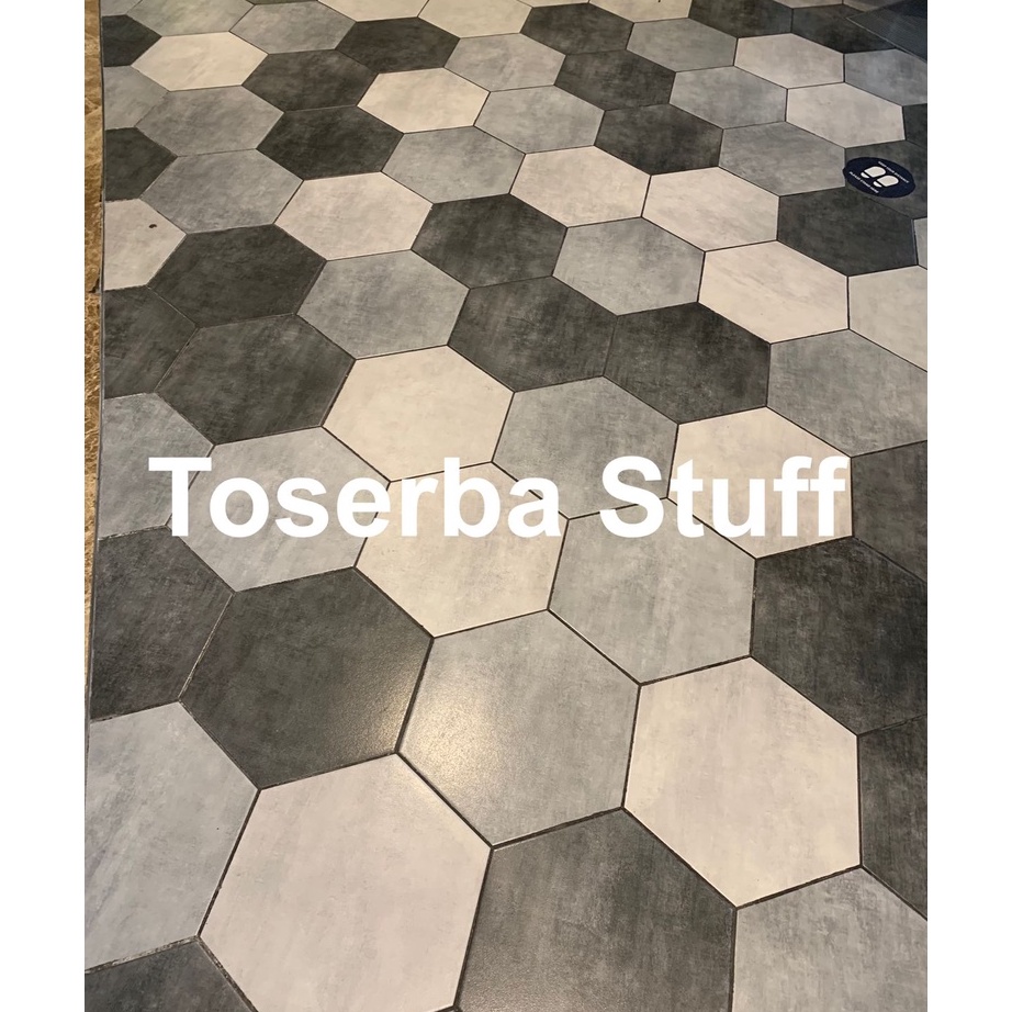Best Produk KERAMIK ROMAN HEXAGONAL SEGI 5 LIMA WARNA PUTIH ABU ABU GREY HITAM UKURAN 34 X 39 CM KAM