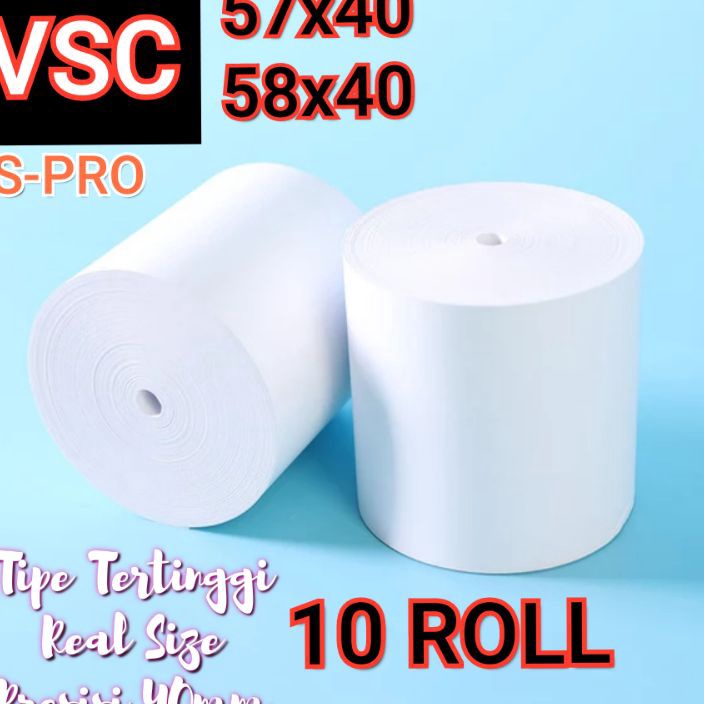 

RJMJ7437 9.9 BRANDS FESTIVAL 10 ROLL VSC KERTAS STRUK KASIR 57x40 58X40 PPOB THERMAL POS RECEIPT MOBILE PRINTER 58MM