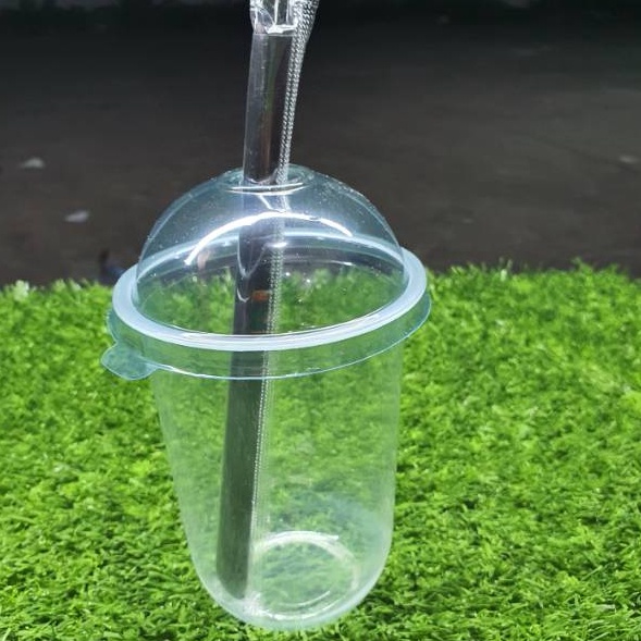 ✹KuE Paket Komplit Gelas Oval Tutup Cembung 16oz 14oz 12oz Cup U + Lid Cup + sedotan ❈ ✭ -