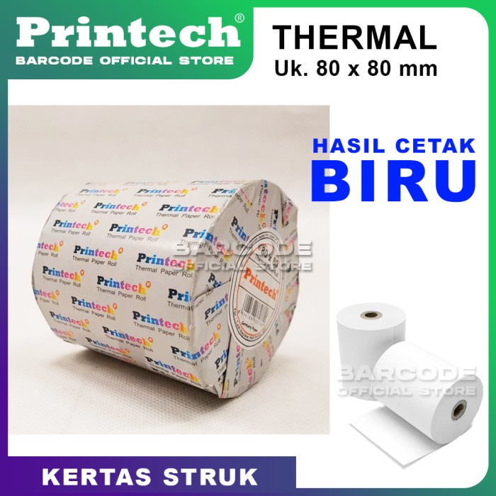 

Terlaris Kertas Thermal Printech 80X80Mm / 80X80 / 80 X 80 Mm Cetak Biru / Blue