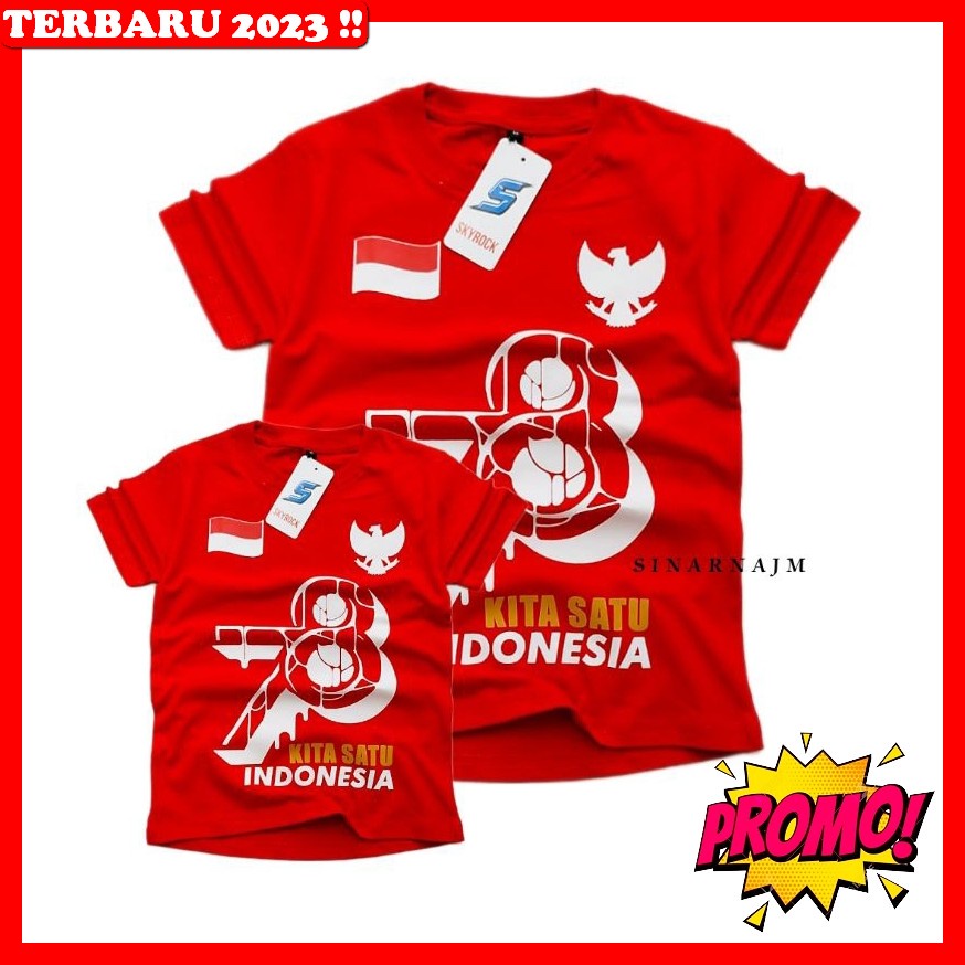 Kaus Agustus Bahju Lengan Panjang Bayi Anak Bju Jumbo Cowo Atasan Wanita Kaos Couple Keluarga Peremp