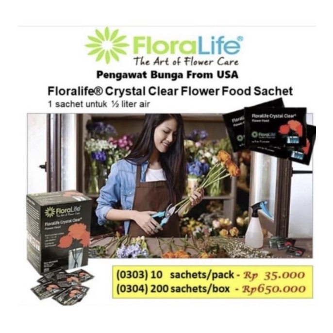 

Sale 6.6 Pengawet Bunga Floralife Crystal Clear Flower Food Isi 10 Sachet Bubuk