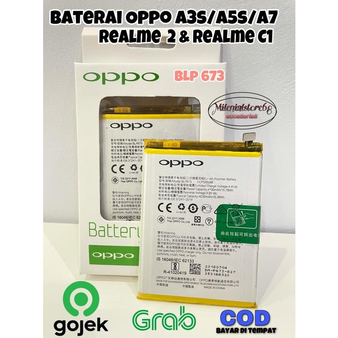 6,6 Batteray Batre Oppo Blp-673 Oppo A3S A5S A7 Orinal 100%