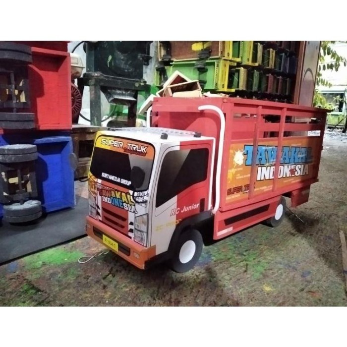 FLASH SALE MINIATUR TRUK KAYU MAINAN TRUCK KAYU FULL STIKER TERMURAH