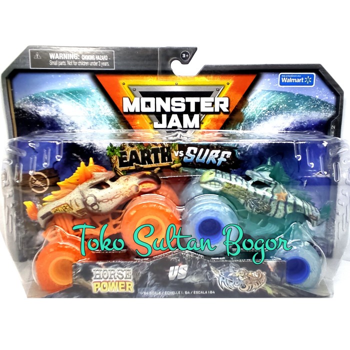 HOT SALE MOBIL MONSTER JAM EARTH VS SURF - HORSE POWER VS AQUA STALLION TERBARU