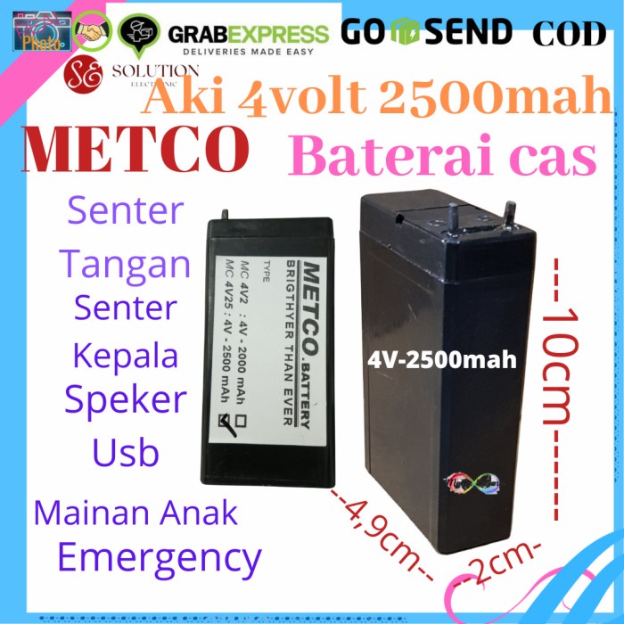FREE ONGKIR BATERAI EMERGENCY 4 VOLT 2500MAH AKI KERING ACCU 4V 2500MAH EMERGENCY FREE ONGKIR