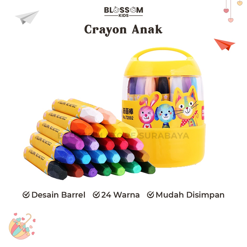 

K1Z CRAYON ANAK SET 24PCS KRAYON OIL PASTEL MEWARNAI ANAK - BLOSSOM KIDS K1P