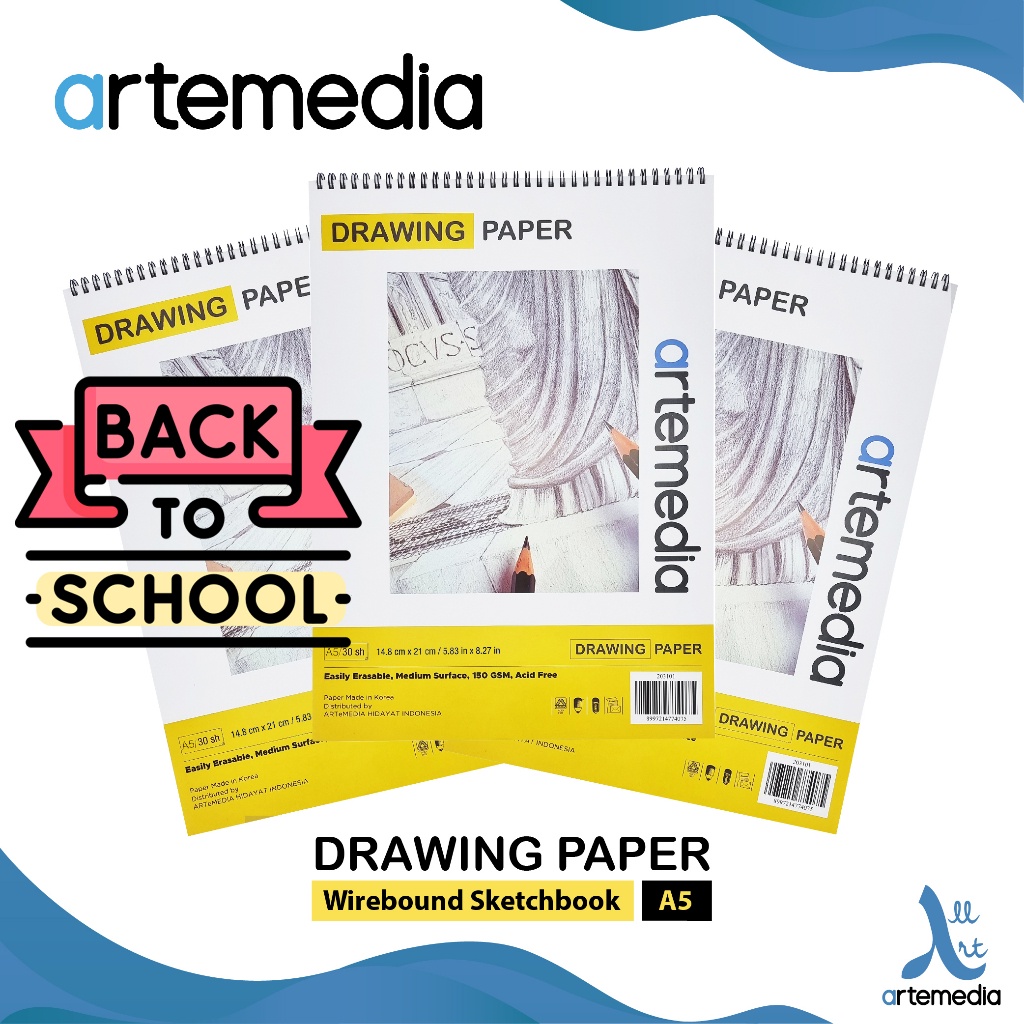 

P6X BUKU GAMBAR & SKETSA ARTEMEDIA DRAWING BOOK A5 WIRE BOUND SKETCHBOOK D6E