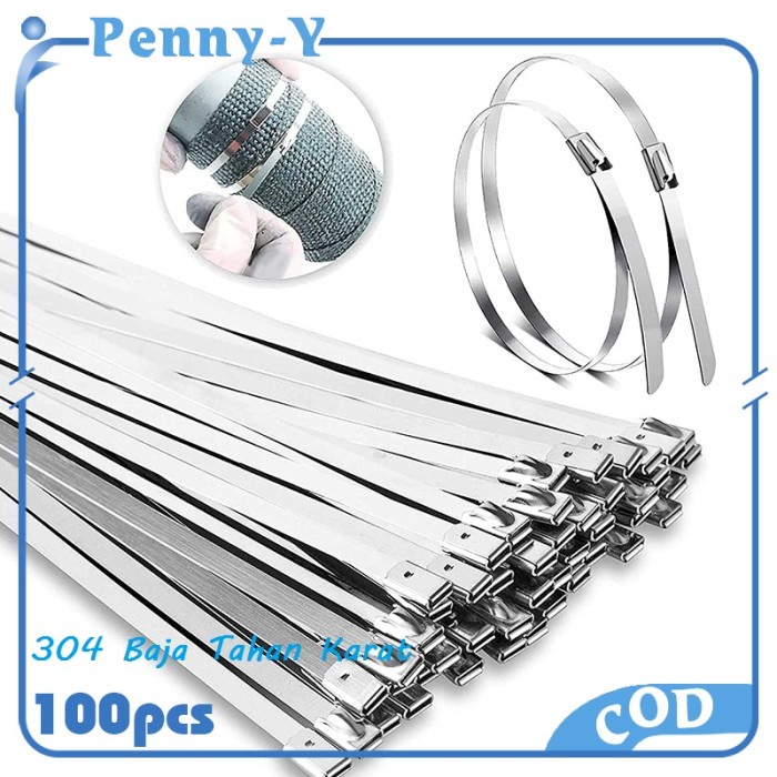 

Terlaris 100Pcs Kabel Ties Stainless Ss304 Cable Tie 60Cm Kabel Tie Zip Ties