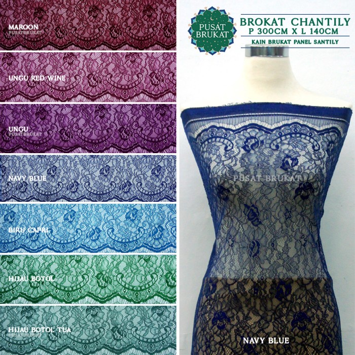 Terlaris Kain Brokat Semi Prancis Santily / Brukat Chantilly [Harga Per Potong]