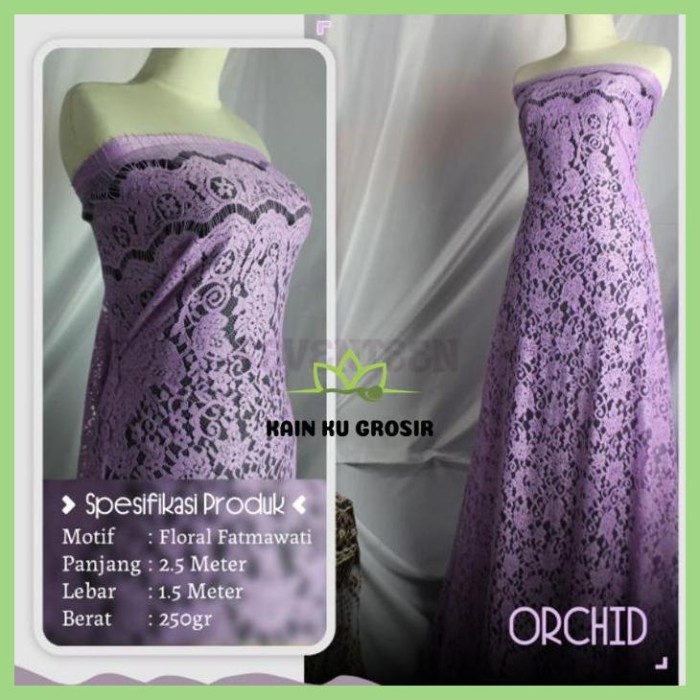 Terlaris Brokat Semi Francis Warna Ungu Lavender Brukat Semi Prancis Bakal Kain