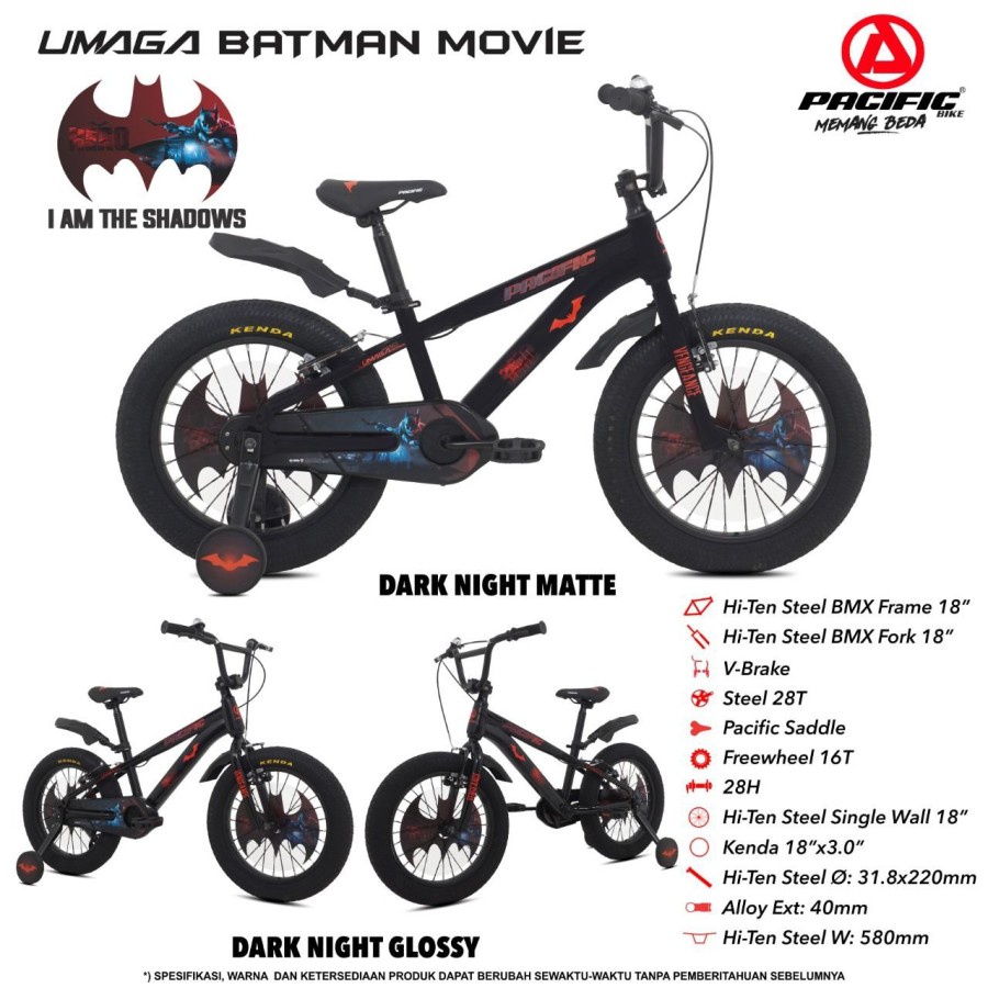 sepeda anak BMX 18" PACIFIC UMAGA BATMAN MOVIE Original Bergaransi
