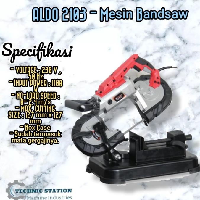 Aldo 2103 - Mesin Bandsaw Potong Besi Metal Gergaji Duduk Band Saw