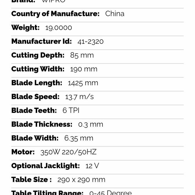 Mesin Bandsaw Jdd 200-7 1/2'-(41-2320) Wipro Bandsaw Mesin