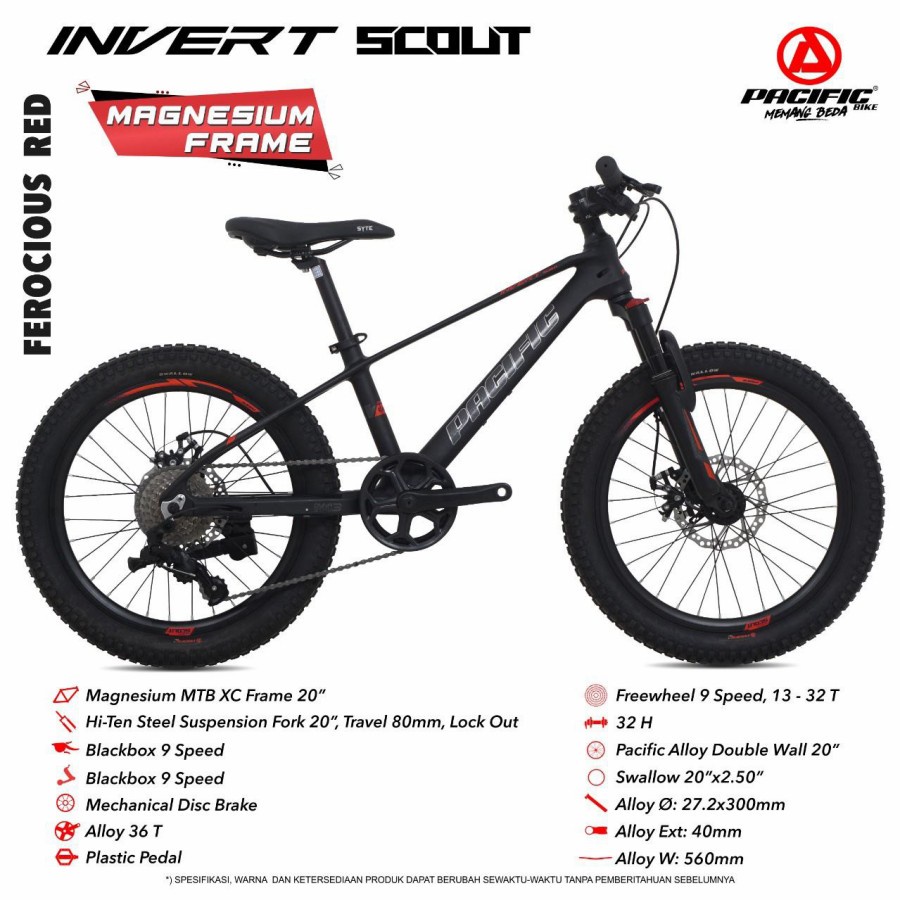 sepeda gunung ANAK 20" PACIFIC SCOUT MAGNESIUM 9 SPEED Garansi 5 Tahun