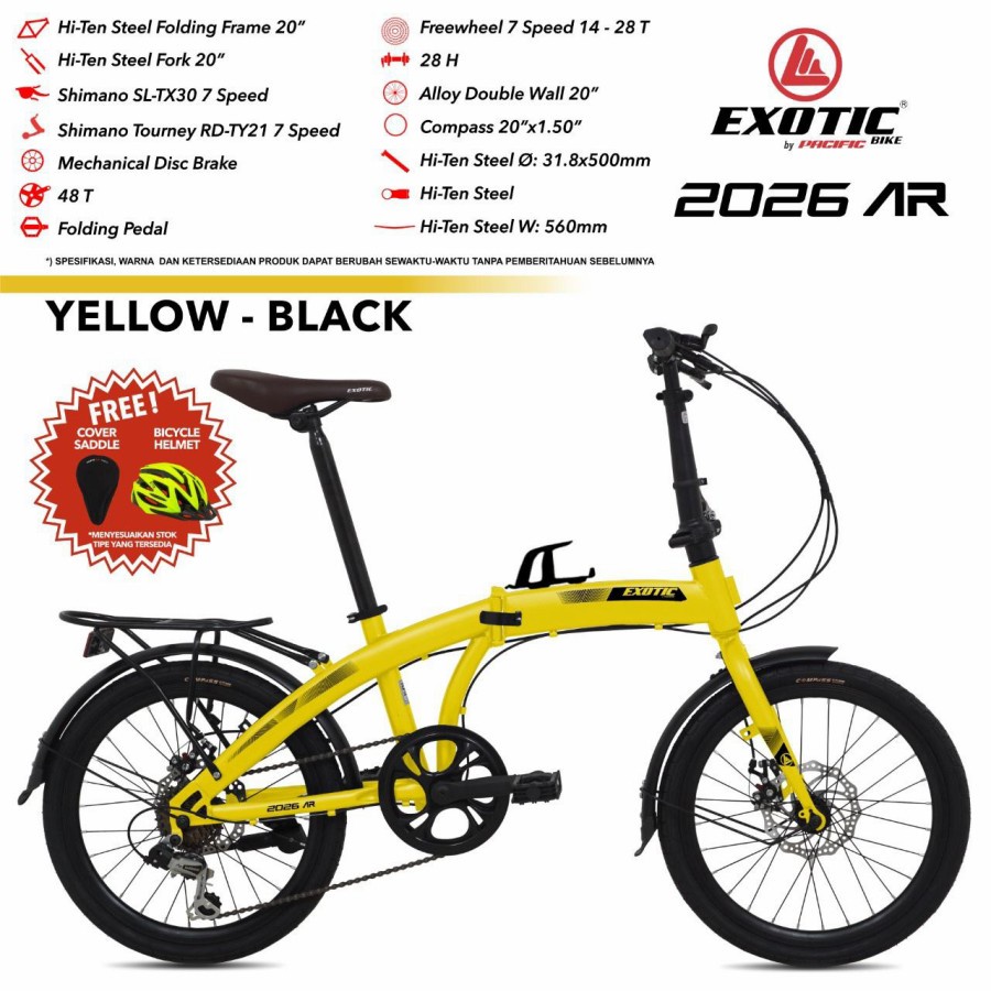 sepeda lipat 20 EXOTIC 2026 AR by PACIFIC Disk Shimano Garansi 5 Tahun