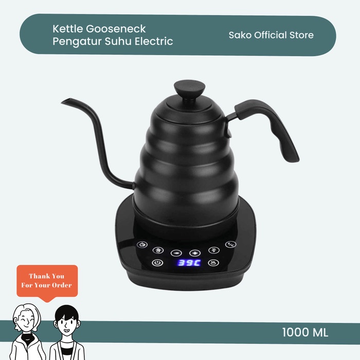 Best Seller Kettle Leher Angsa Elektrik 800Ml Pengatur Suhu Gooseneck Electric