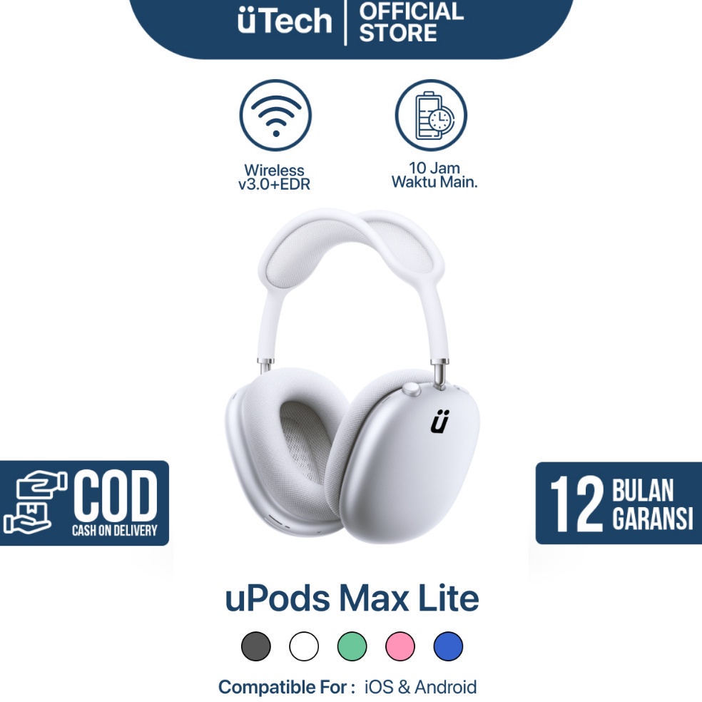 Terlaris.. uPods Max LITE 2023 Wireless Bluetooth Headphones By uTech Indonesia 47