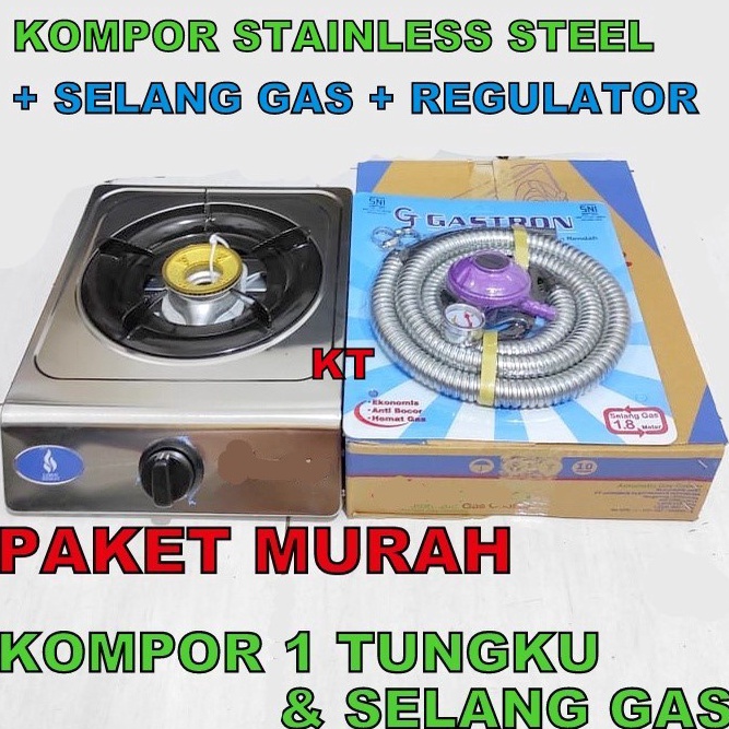 NEW STOCK. Paket kompor 1 tungku dan selang plus regulator / paket kompor 1 tungku/ kompor gas 1 tun