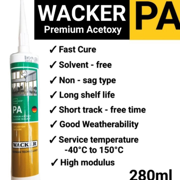 ★rafღ Lem Kaca Aquarium Silikon WACKER PA Premium Silicone Sealant 280ml ✹