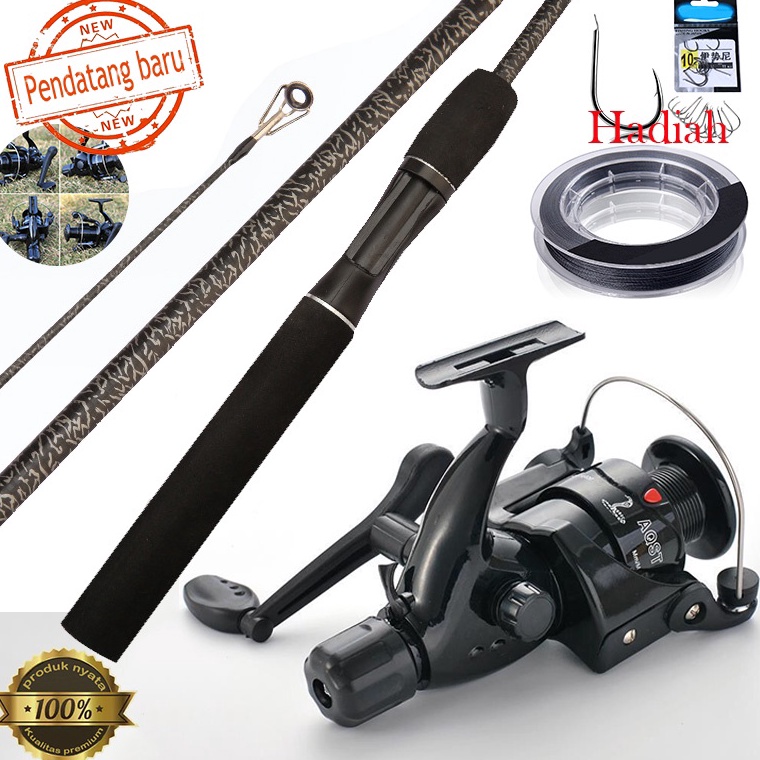 Tren Terbaru.. 1.65m/1.8m/2.1m  joran pancing UL/L/ML Spinning Fishing Rod 2 Sections and CB240 reel