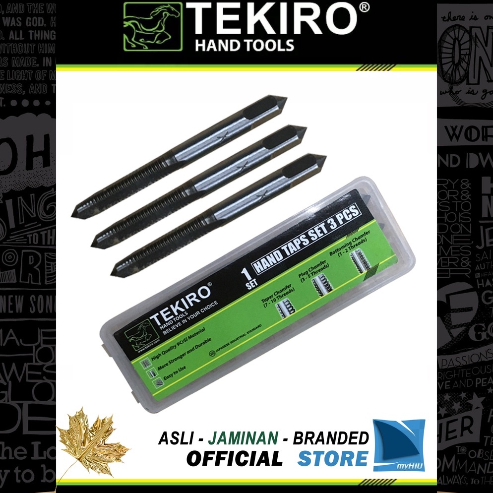 VIRAL. Pembuat Drat Isi 3 pcs M14 x 1.0 ~ 2.0 mm Bahan 9CrSi Keras Mur Baut Presisi Mata Tap - Hand 