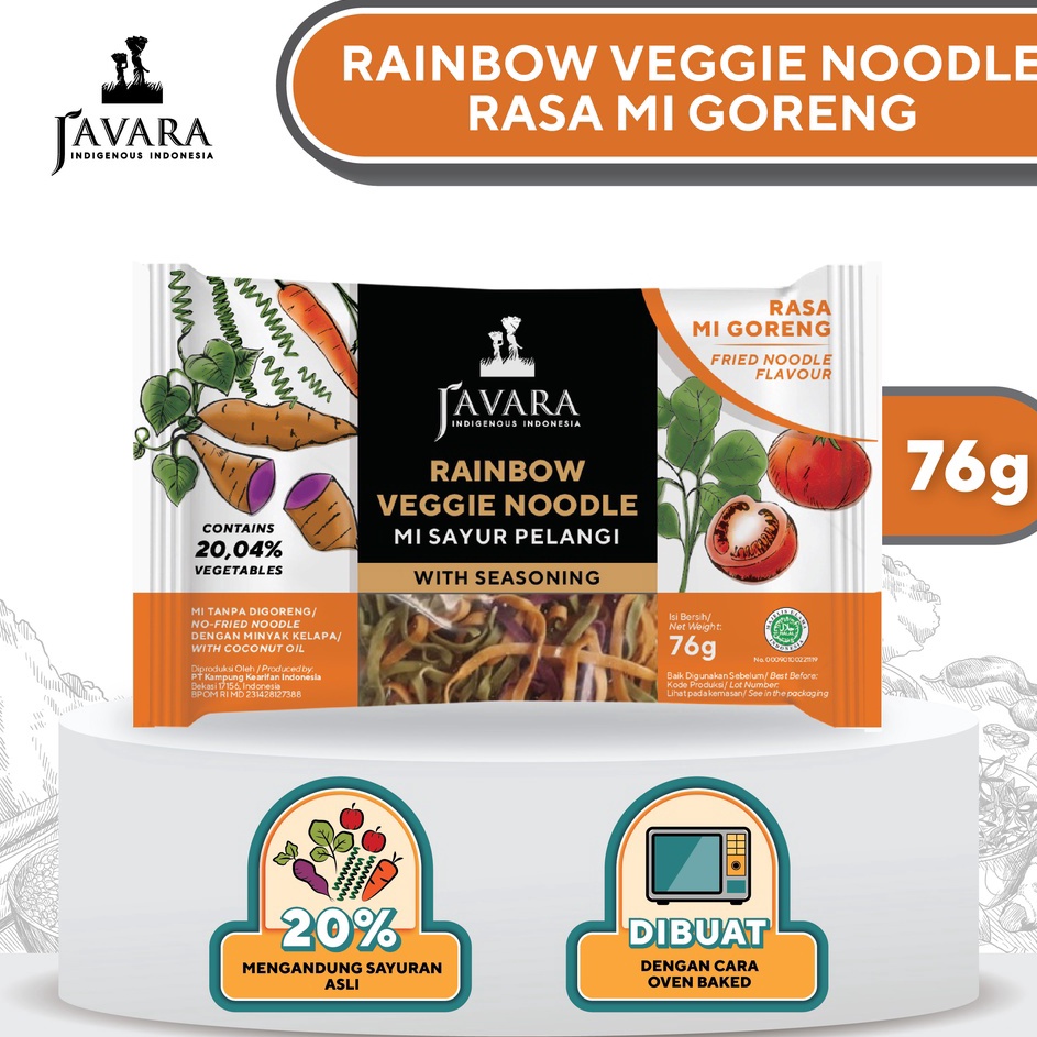 

M 2545 Javara Rainbow Veggie Noodle - Mie Instan Sayur Pelangi Rasa Mie Goreng 76gr Free Ongkir パ