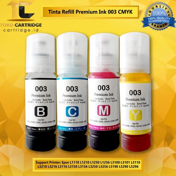 Terlaris Tinta Premium Ink 003 Cyan Magenta yellow Black Refill Printer Epson L1110 L3110 L3150 1110