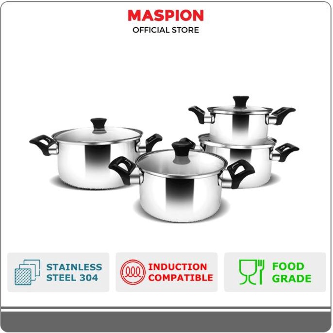 

Maspion Maxim Super Pan 8 Pcs Panci Stainless Steel Tutup Kaca