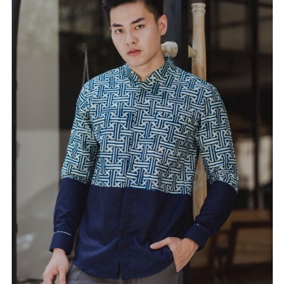 ✰uwc❁ Kemeja Batik Pria NUC.ID Ali 02 (Navy) ✤