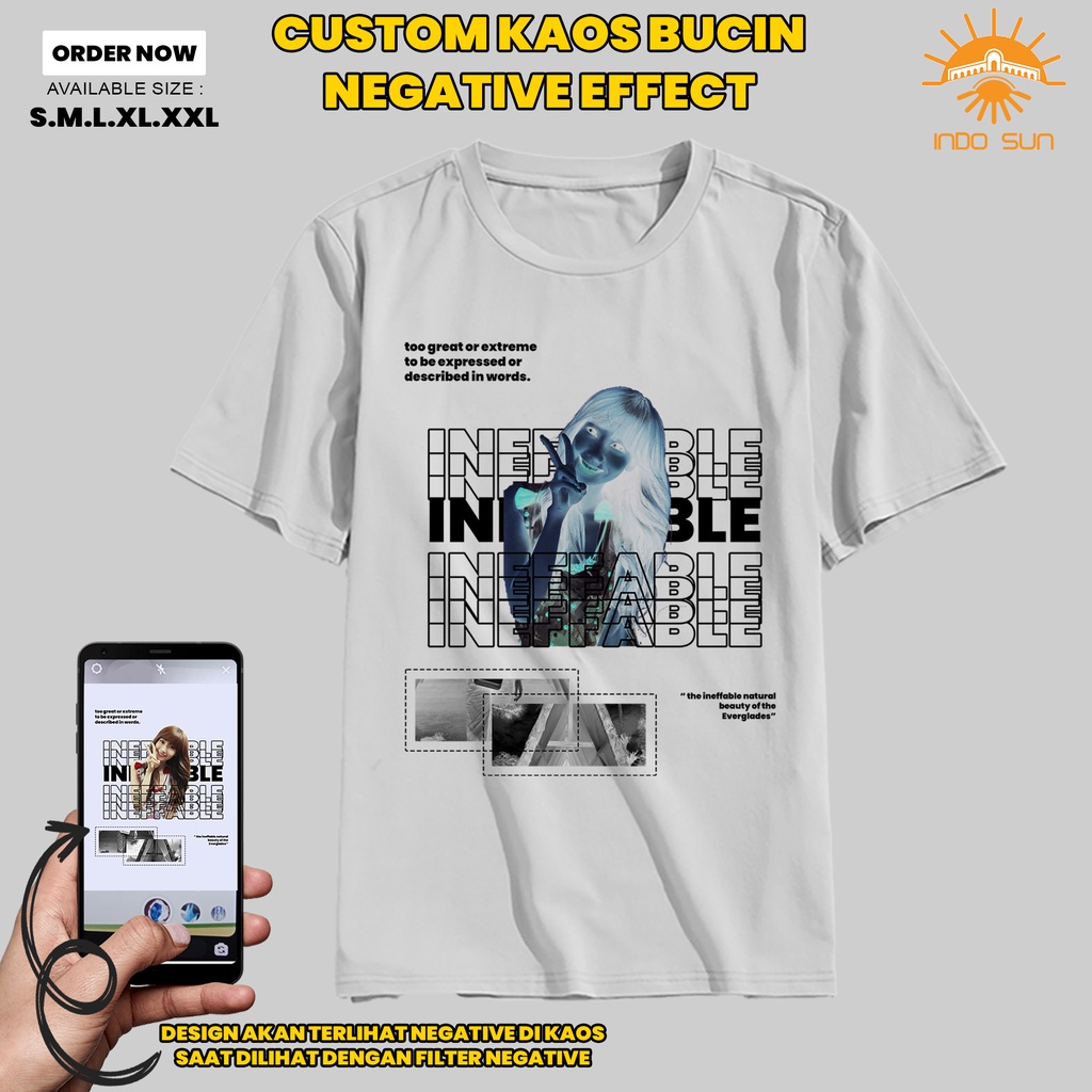 Indosun Tshirt Kaos Custom Bucin Negative Effect - Kaos Ilusi Foto - Kaos Bucin Aesthetic Efek