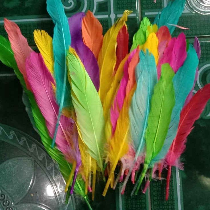 Top Seller8p3Od Bulu ayam warna warni isi 50 helai bahan aksesoris hiasan kepala bahan kerajinan bah