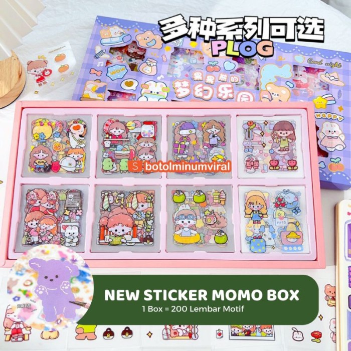 

Sticker Momo Box 200 pcs Viral Aesthetic Deco Jurnal Korea Waterproof