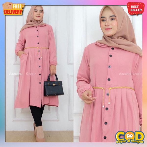 Long Tunik Tinik Waita Import Dewasa Tunij Mewah Terbaru Thonik Cewek Muslimah Bju Dress Panjang Sel