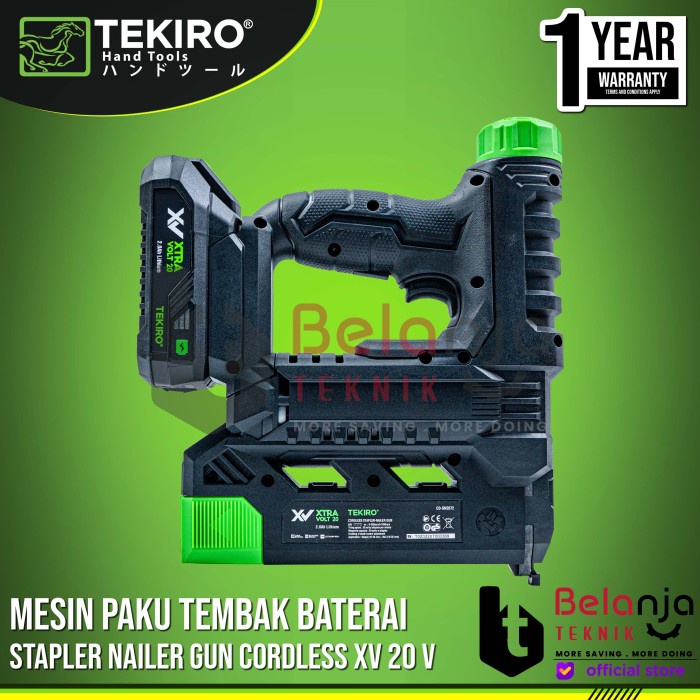Tekiro Stapler Nailer Gun Cordless XV 20 V Mesin Paku Tembak Baterai keren