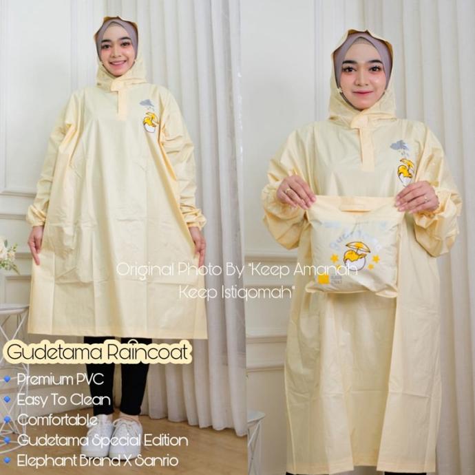 New Jas Hujan Raincoat Terusan Dewasa Gudetama Lucu Imut