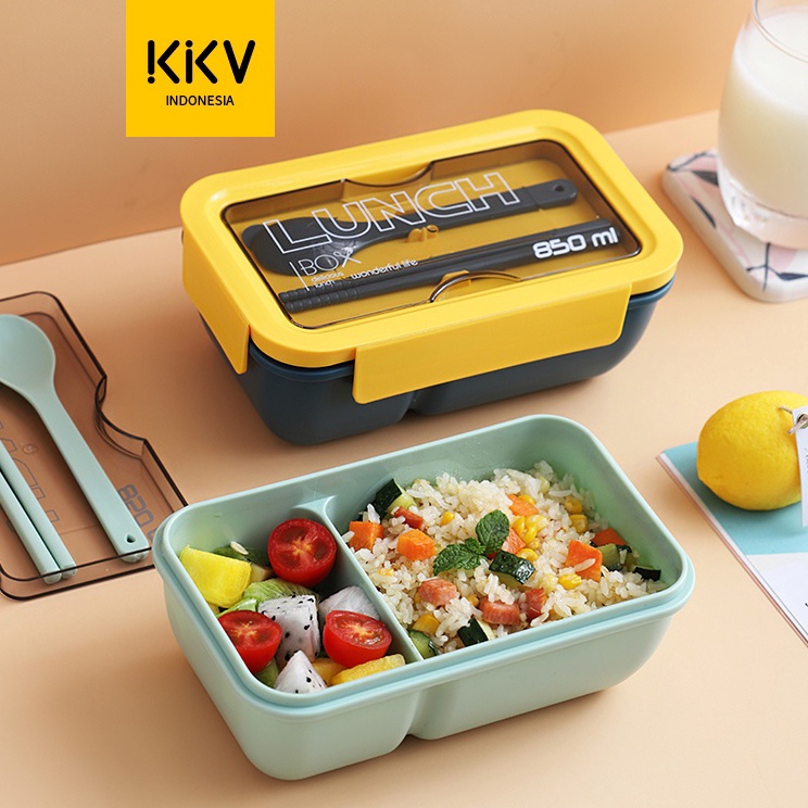 ¯ oO KKV - 40000KM·Rectangle lunch box/ Kotak makan / Kotak bekal Yellow-Blue / Green 850ml/FOOD  Co