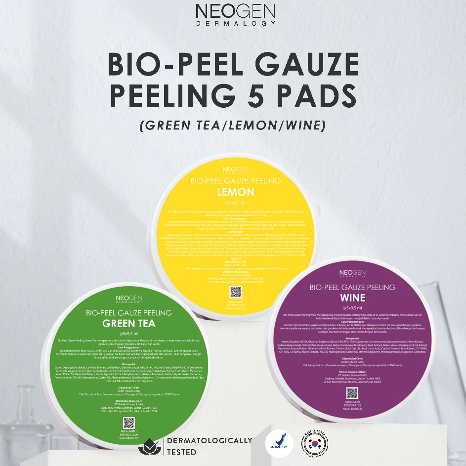 Seller NEOGEN DERMALOGY BIO PEEL GAUZE PEELING PAD MINIS JAR (ISI 5 PADS)