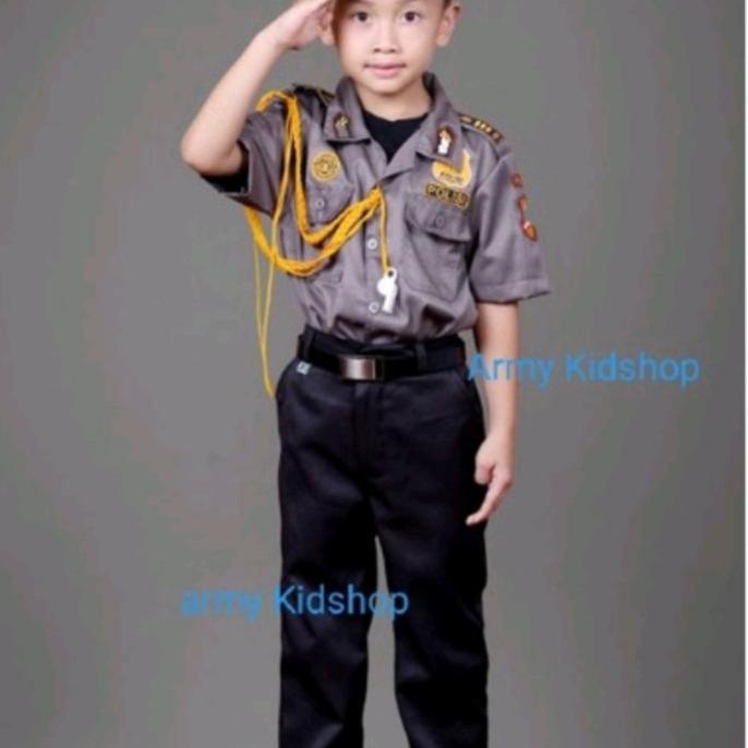 baju polisi anak laki laki profesi karnaval anak lengan pendek