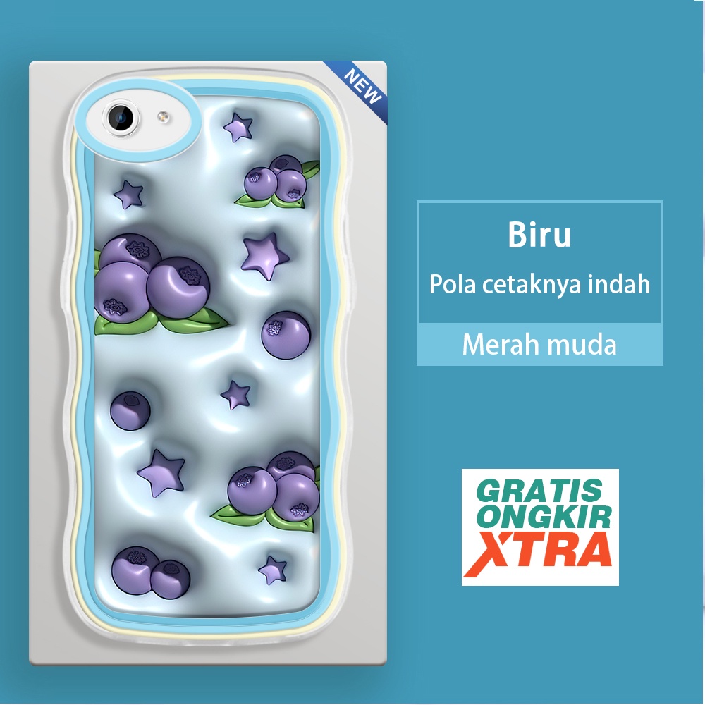 OPPO F1S F3 F5 PLUS YOUTH F7 F11 PRO F9 A3 A7X  Casing Ponsel  Anggur ungu 3D  warna-warni gelombang