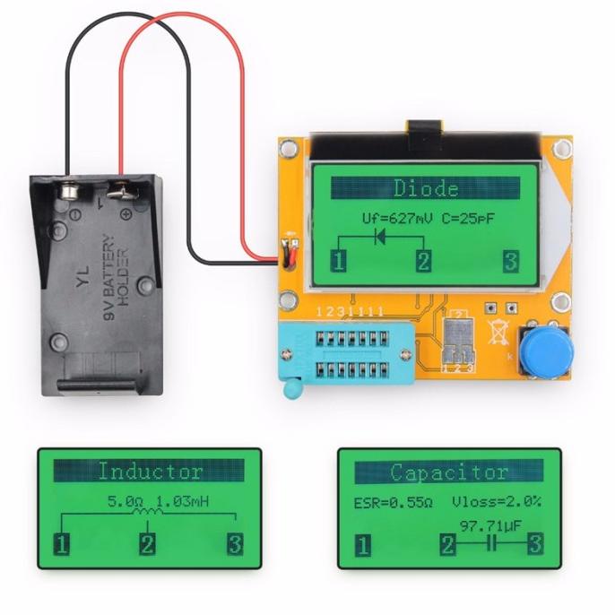 Murah Esr Meter Mega328 Transistor Tester Digital V2.68 Lcr-T4 Dengan