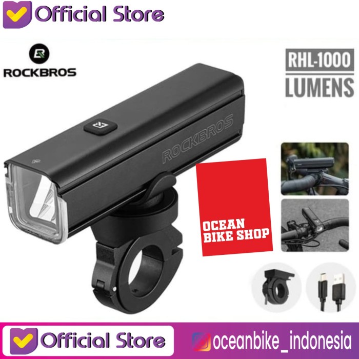Terlaris Rockbros Rhl 1000 Lumens Lampu Depan Senter Sepeda Bicycle Front Light