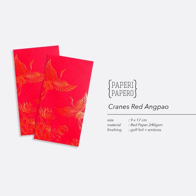 

] Red Envelope Crane Bird - Amplop Angpao Merah Burung Emas Bangau Bunga