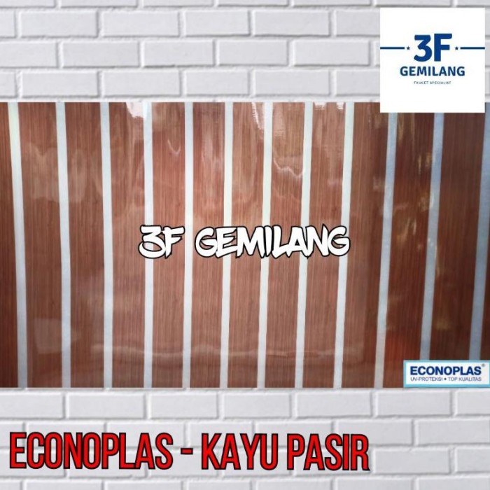 Terlaris Fiber Plastik Penutup Pagar Econoplas - Innoplas Motif Kayu Meteran
