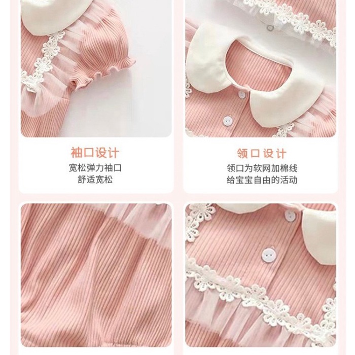 (Free Topi) 0-12Bln Jumper Ruffle Basic Bayi Jumpsuit Romper Baju #Yk