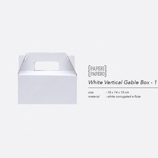 ```````] White Vertical Gable Box - Kardus Putih untuk Tempat Makan isi 1 Kotak