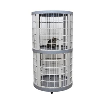 Cavea Kandang Kucing 2 Tingkat 77X140 Cm - Abu-Abu Cat Cage Tower