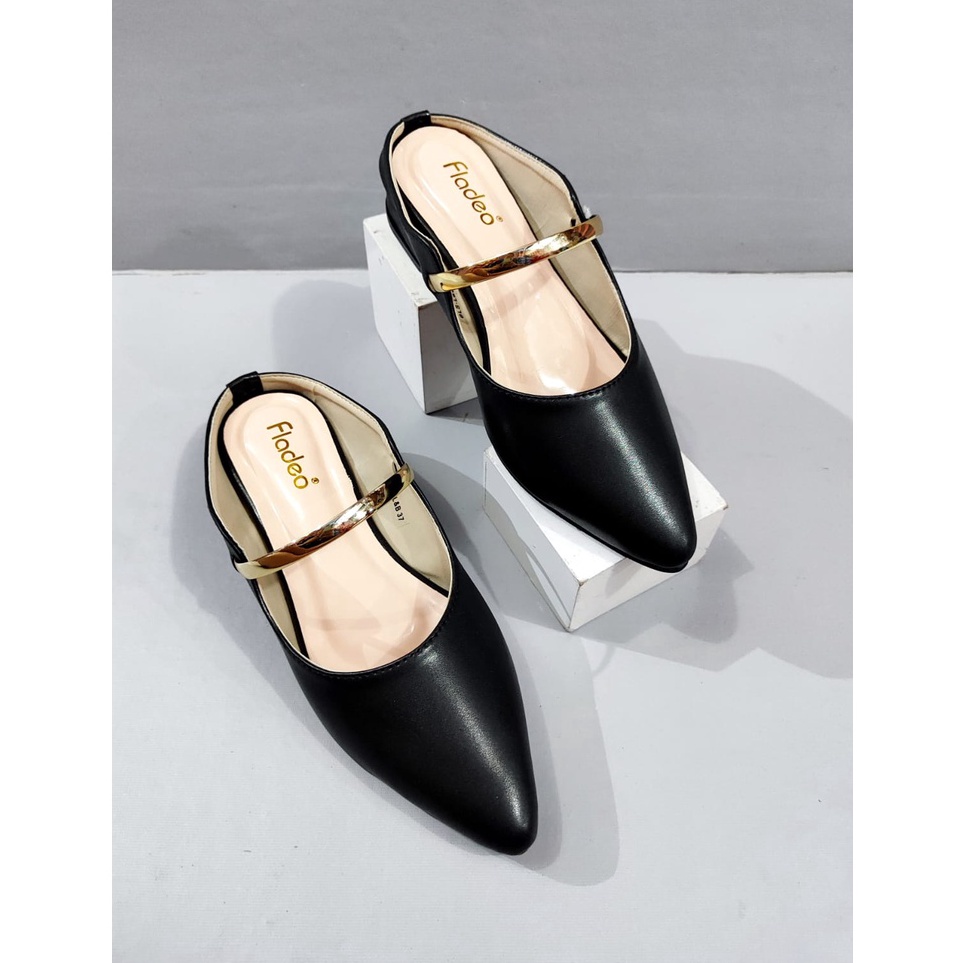 sandal wanita slop Fladeo hak 3cm ( RING ) xtu