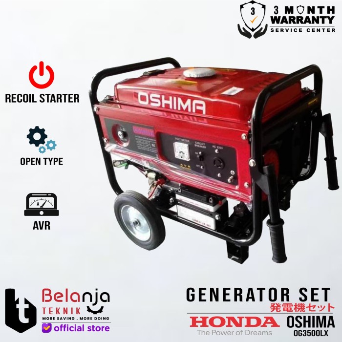 Mesin Genset Honda Oshima OG 3500 LX 2000 Watt Generator Set OH3500CE keren